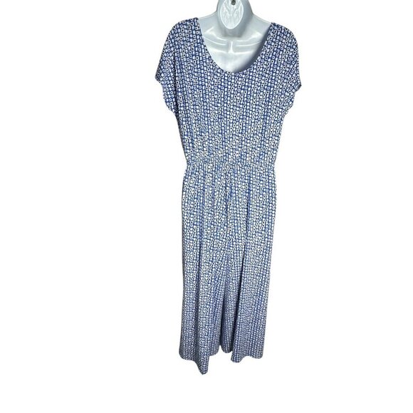 CLARA SUN WOO Size Small Jumpsuit blue white print slinky cropped wide leg - Picture 5 of 7